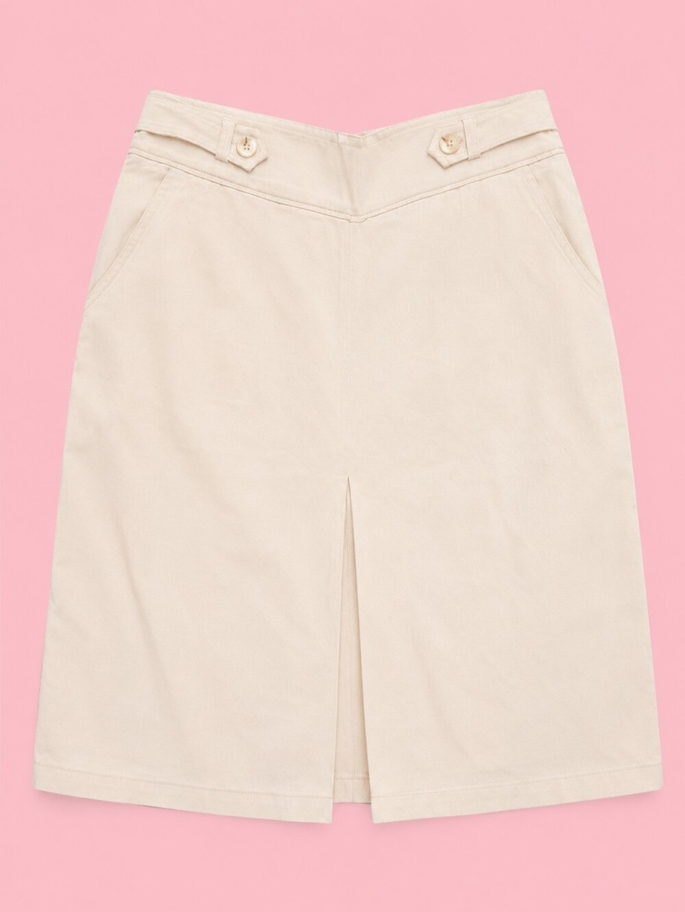 Cream Knee-Length A-Line Skirt